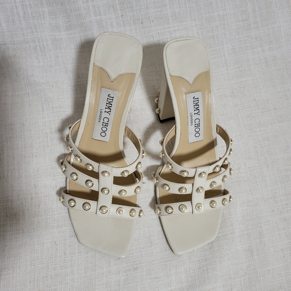 Jimmy Choo 85 Hazel Embellished Mules - Picture 2 of 8